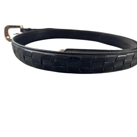 PGA Tour Belt Mens 38 Black Leather Woven Silver Buckle Western Golf Classic - Picture 6 of 16